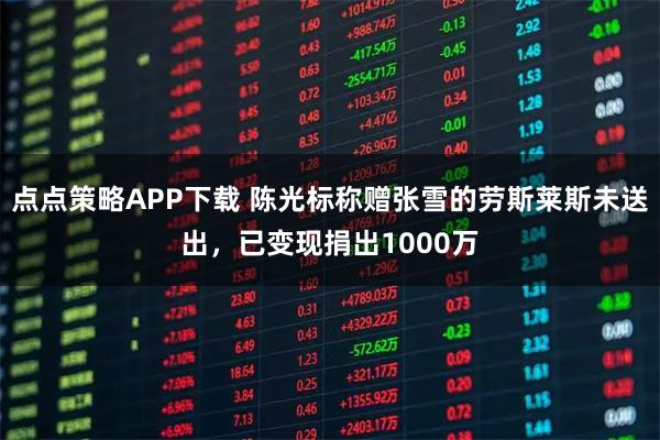 点点策略APP下载 陈光标称赠张雪的劳斯莱斯未送出，已变现捐出1000万